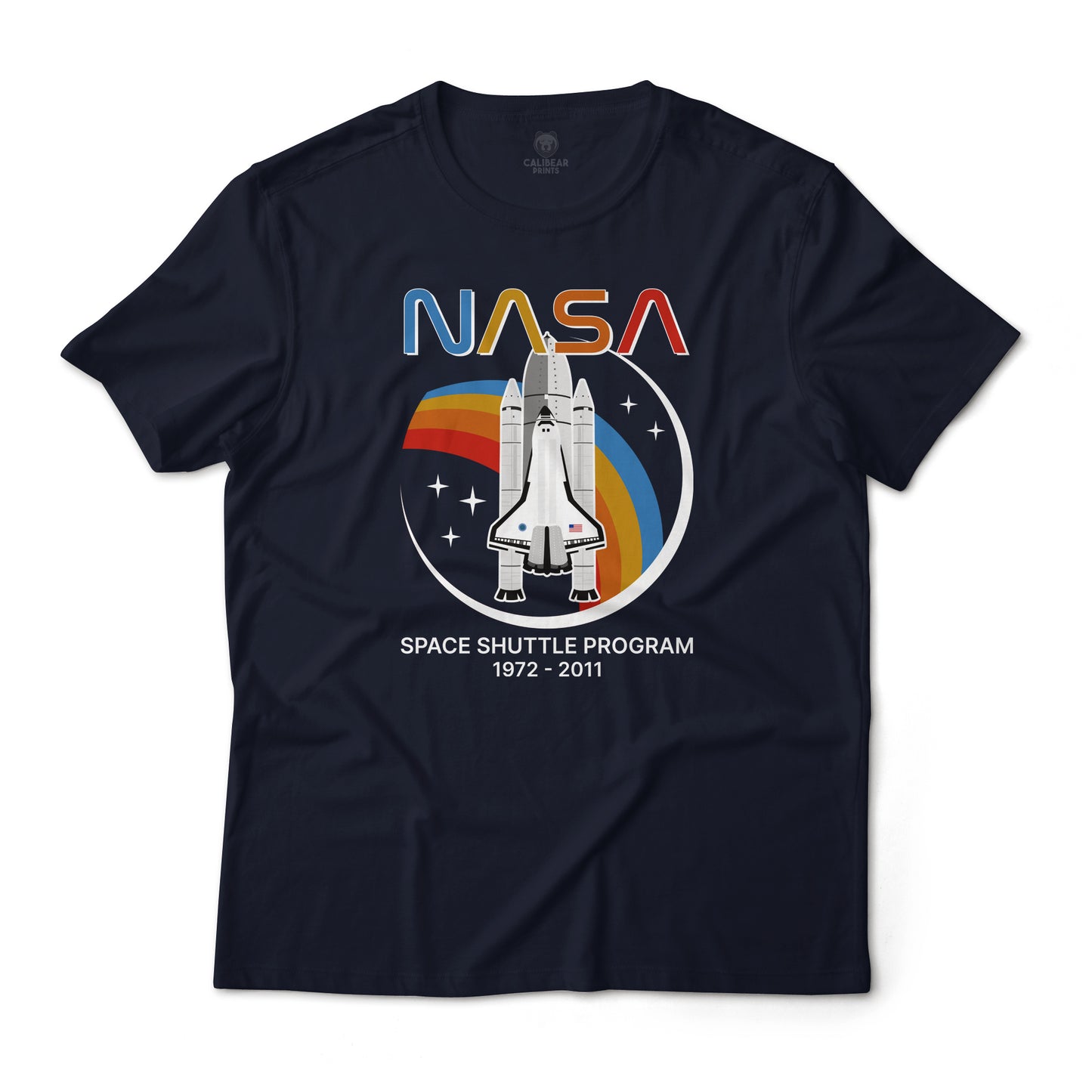 NASA Shuttle Program Tribute Retro Colors Art Graphic Lightweight Cotton