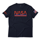 NASA Worm Logo with USA Flag Sleeve Print Graphic Art T-Shirt