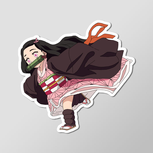 Demon Slayer Kimetsu No Yaiba Running Chibi Nezuko Anime Vinyl Decal Die Cut Sticker