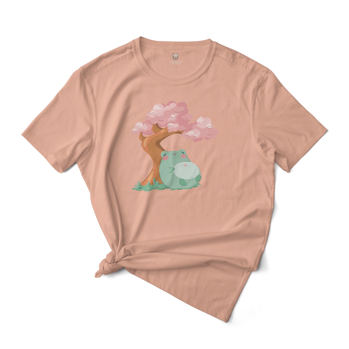 Cute Frog Relaxing Under The Sakura Tree Graphic Tee