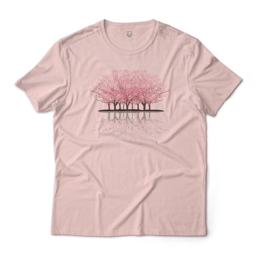 Cherry Blossom Sakura Forest Tranquil and Peaceful Reflection Graphic Tee