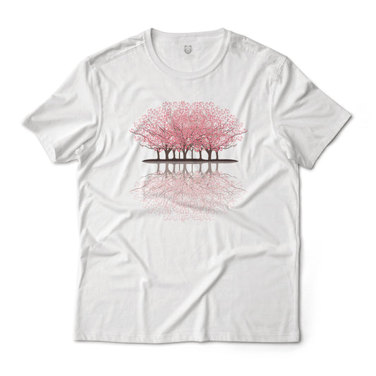 Cherry Blossom Sakura Forest Tranquil and Peaceful Reflection Graphic Tee